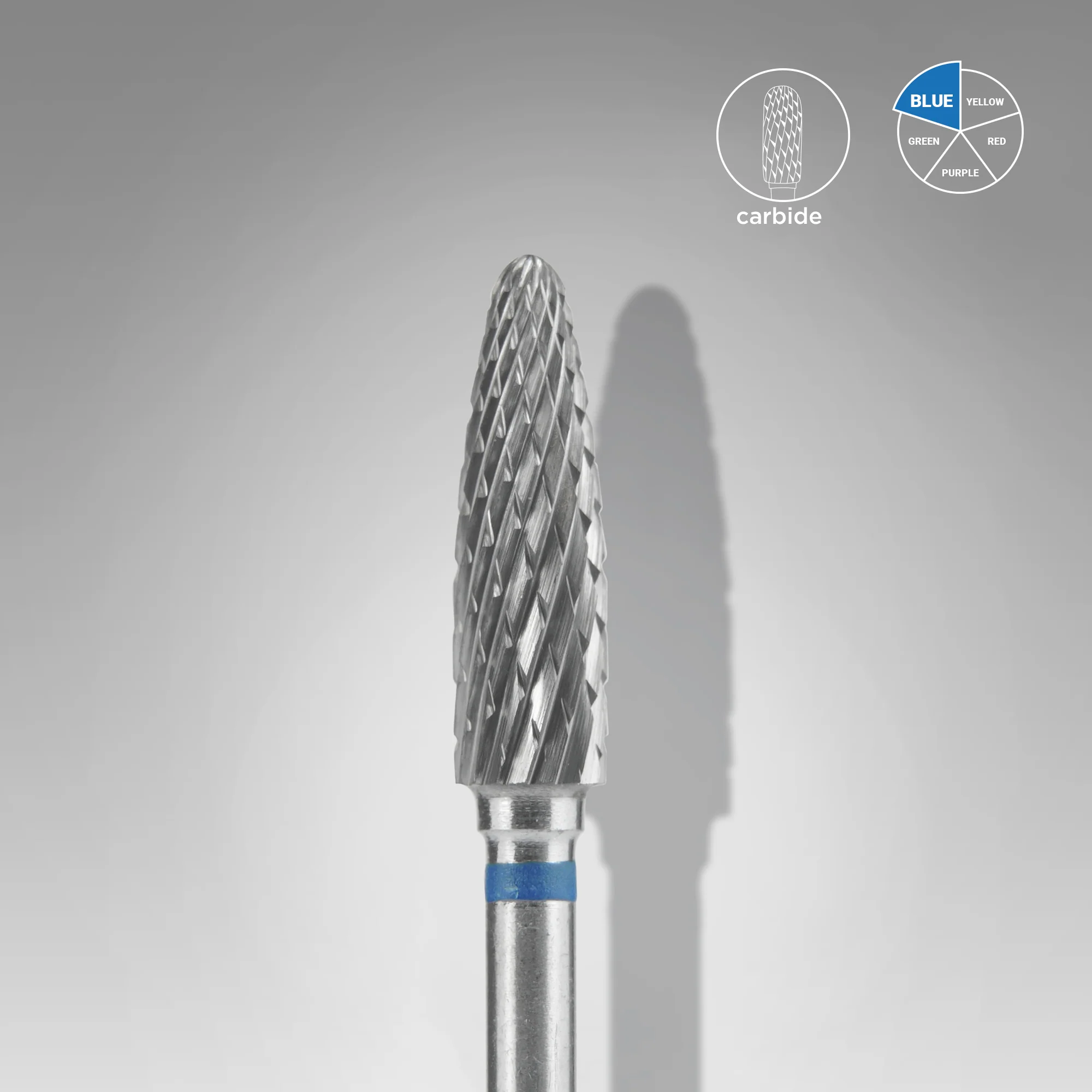 STALEKS EXPERT Carbide nail drill bit corn blue, head diameter 4 mm, working part 14 mm