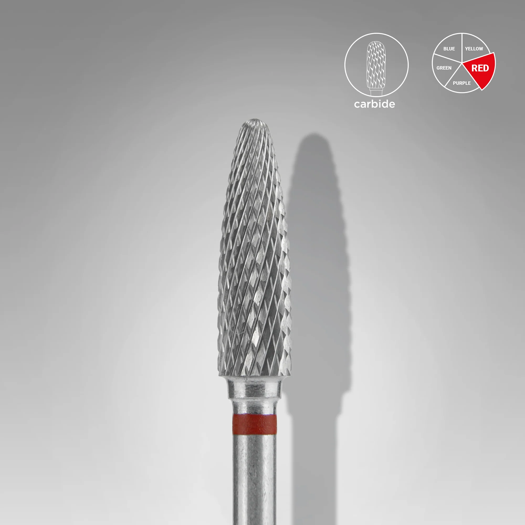 STALEKS EXPERT Carbide nail drill bit corn red, head diameter 4 mm, working part 14 mm