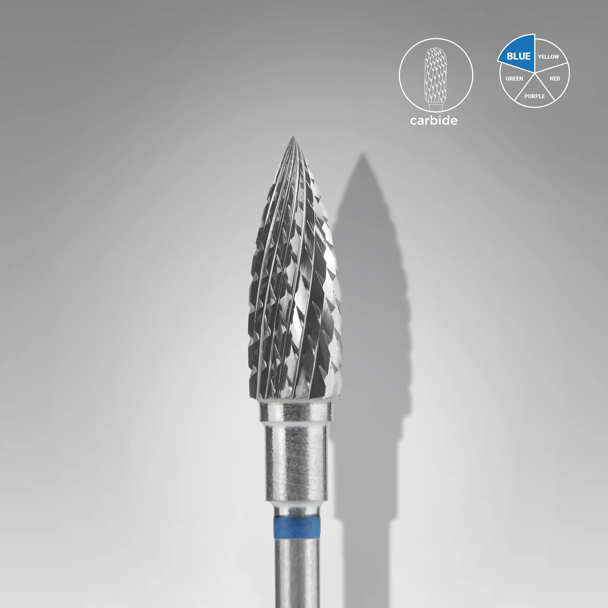 STALEKS EXPERT Carbide nail drill bit flame blue, head diameter 5 mm, working part 13,5 mm