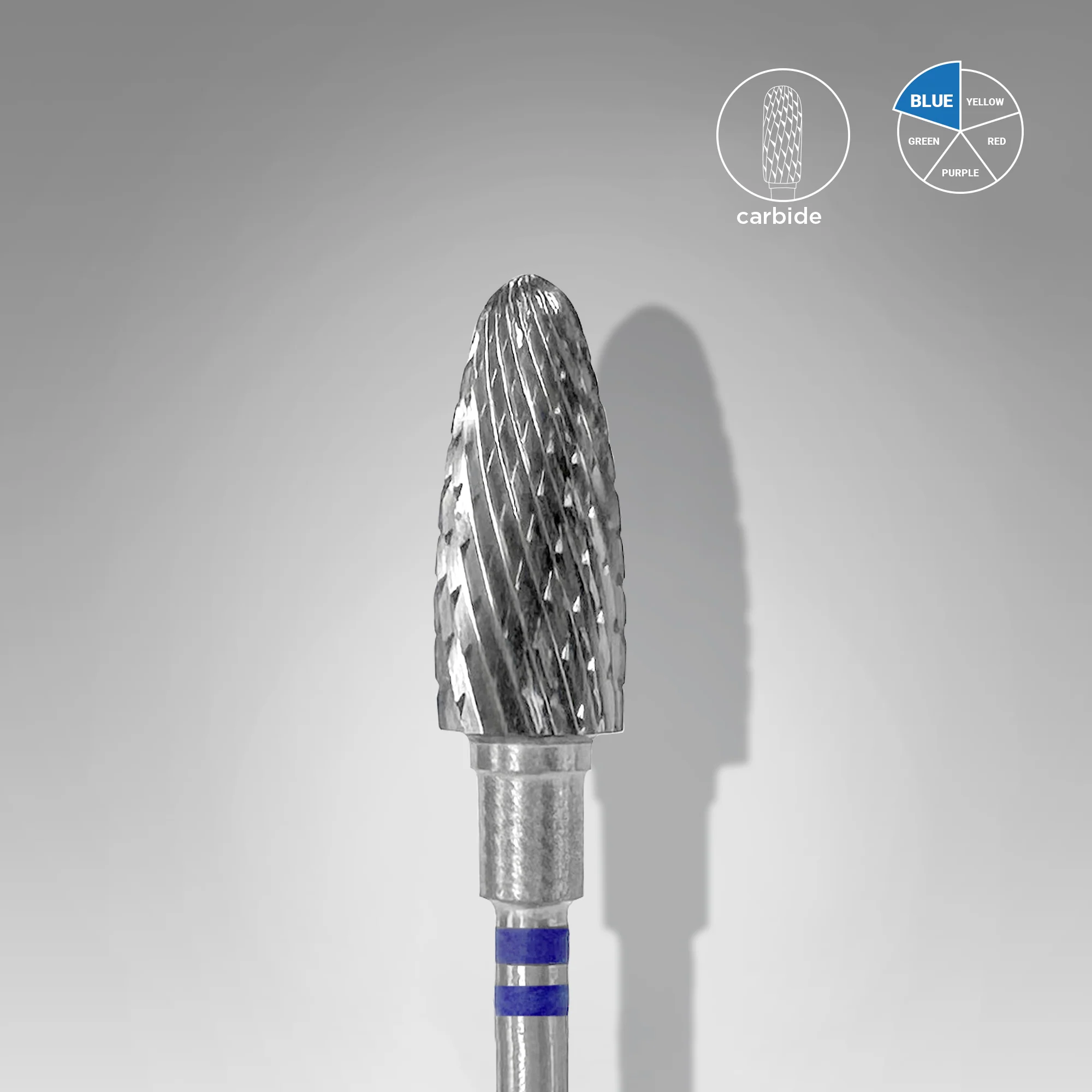 STALEKS EXPERT Carbide nail drill bit for left-handed users corn blue, head diameter 6 mm, working part 14 mm