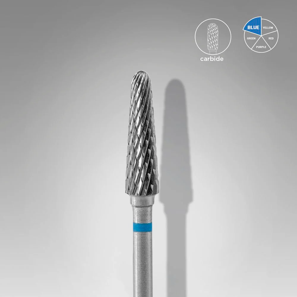 STALEKS EXPERT Carbide nail drill bit frustum blue, head diameter 4 mm, working part 13 mm