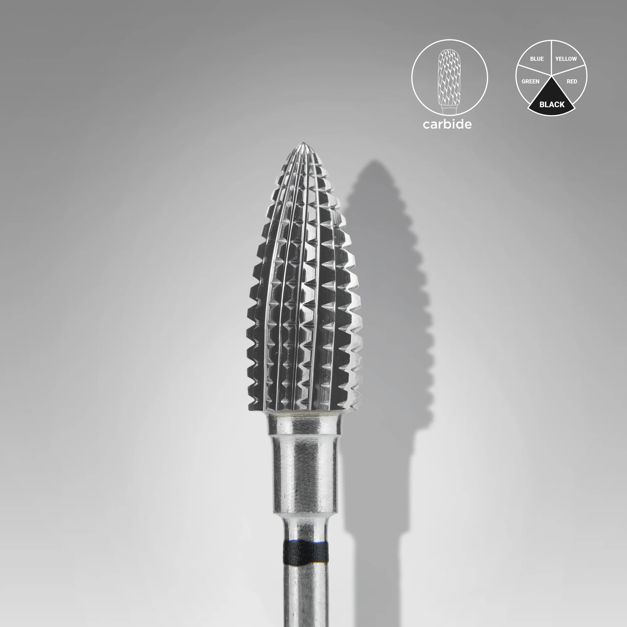 STALEKS EXPERT Carbide nail drill bit pine cone black hard, head diameter 6 mm, working part 14 mm