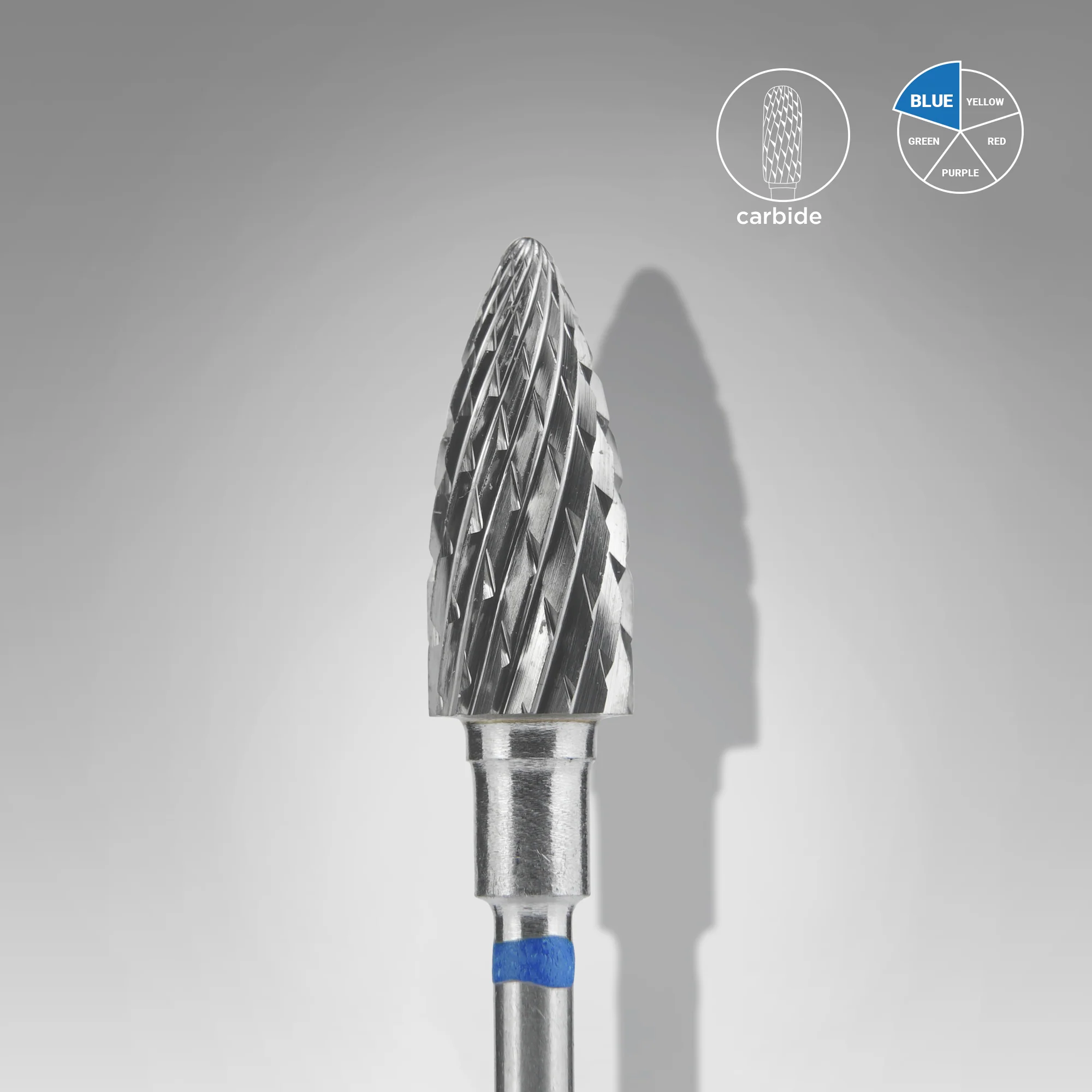 STALEKS EXPERT Carbide nail drill bit pine cone blue, head diameter 6 mm, working part 14 mm