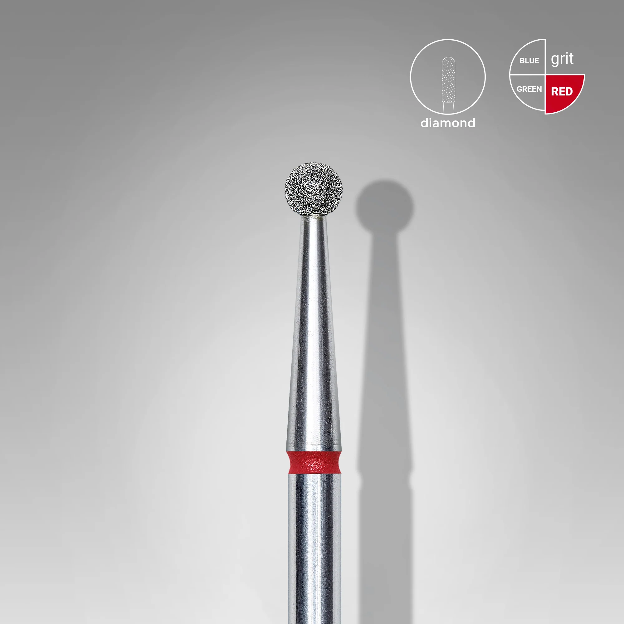 STALEKS EXPERT Diamond nail drill bit ball red, head diameter 2,5 mm