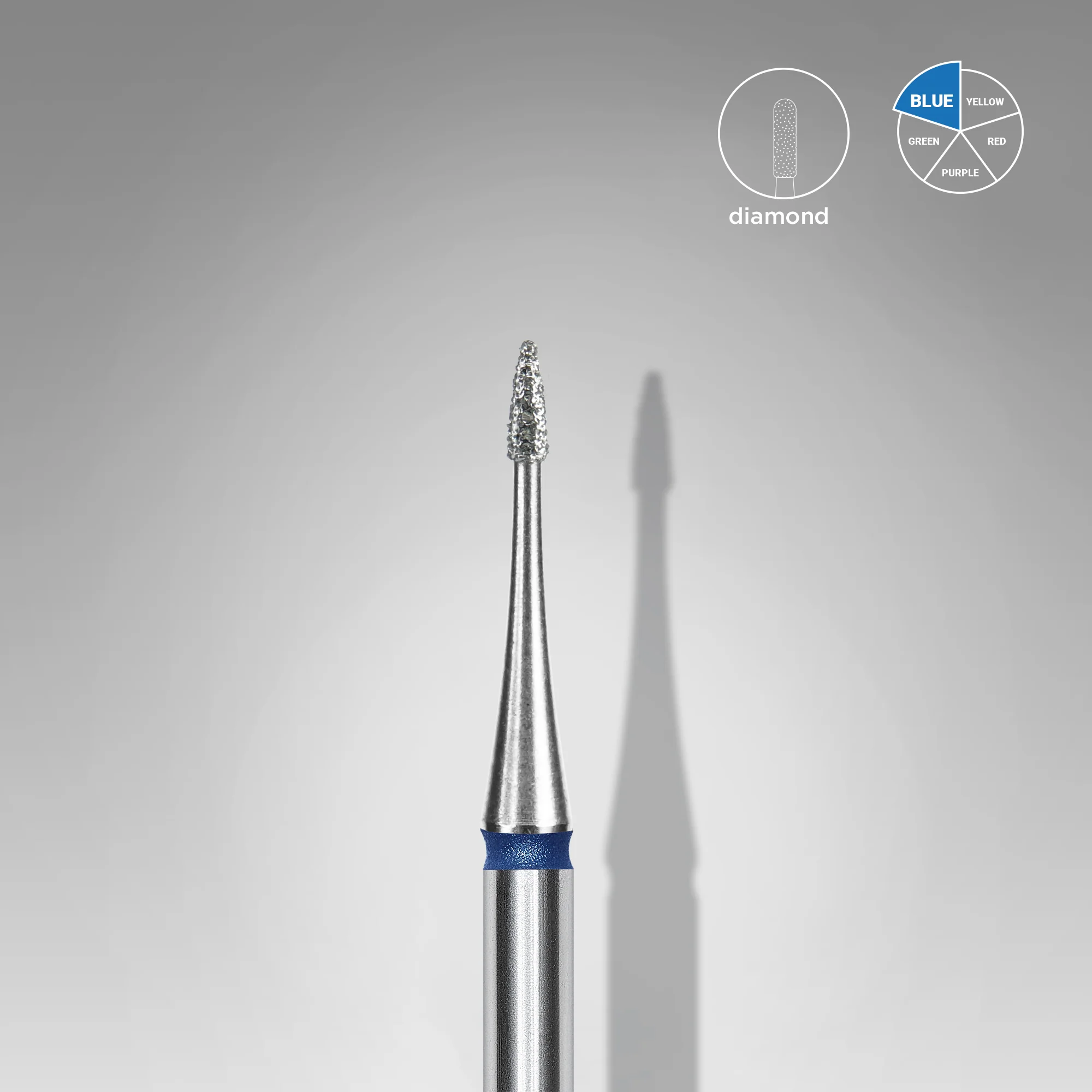 STALEKS EXPERT Diamond nail drill bit flame mini blue, head diameter 1 mm, working part 3 mm