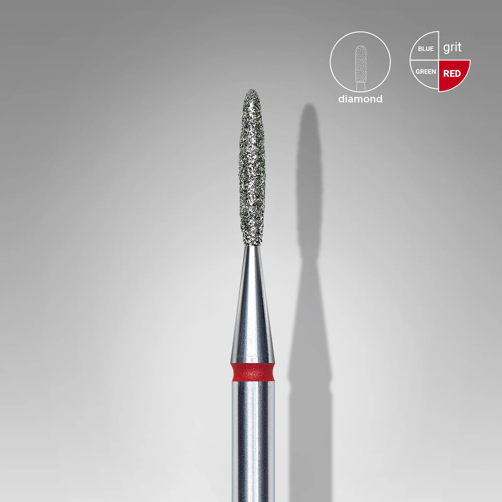 STALEKS EXPERT Diamond nail drill bit flame red, head diameter 1,4 mm, working part 8 mm