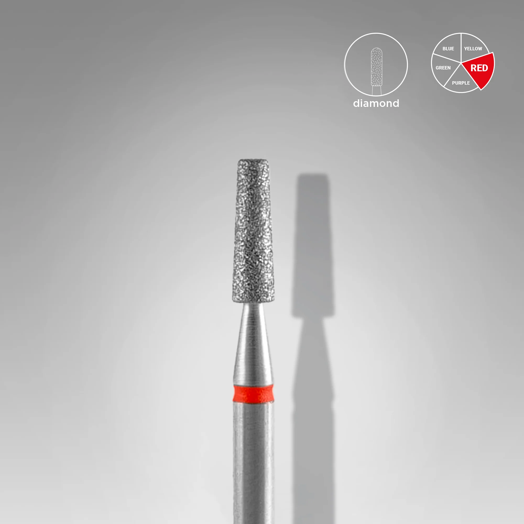 STALEKS EXPERT Diamond nail drill bit frustum red, head diameter 2,5 mm, working part 8 mm