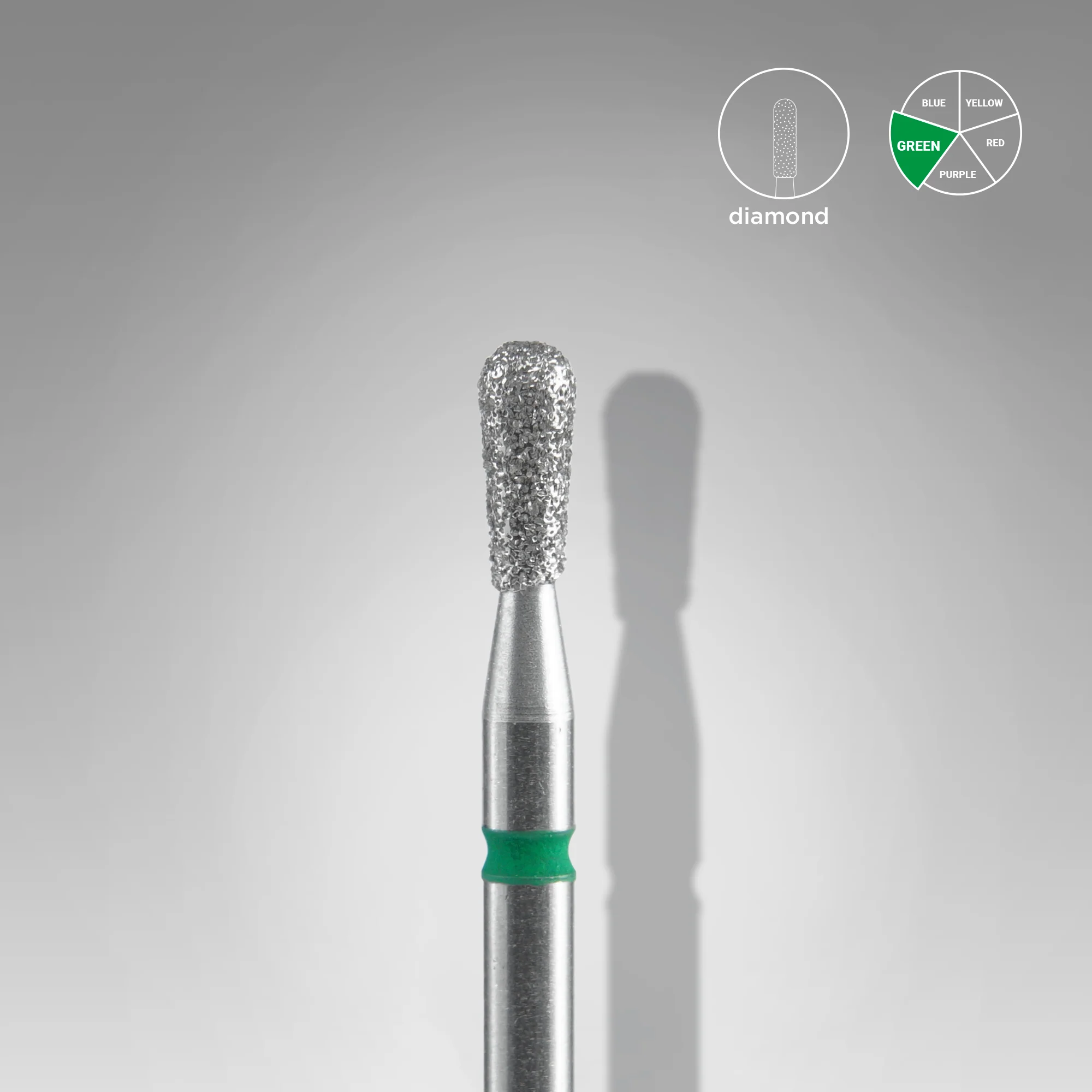 STALEKS EXPERT Diamond nail drill bit match green, head diameter 2,3 mm, working part 5 mm