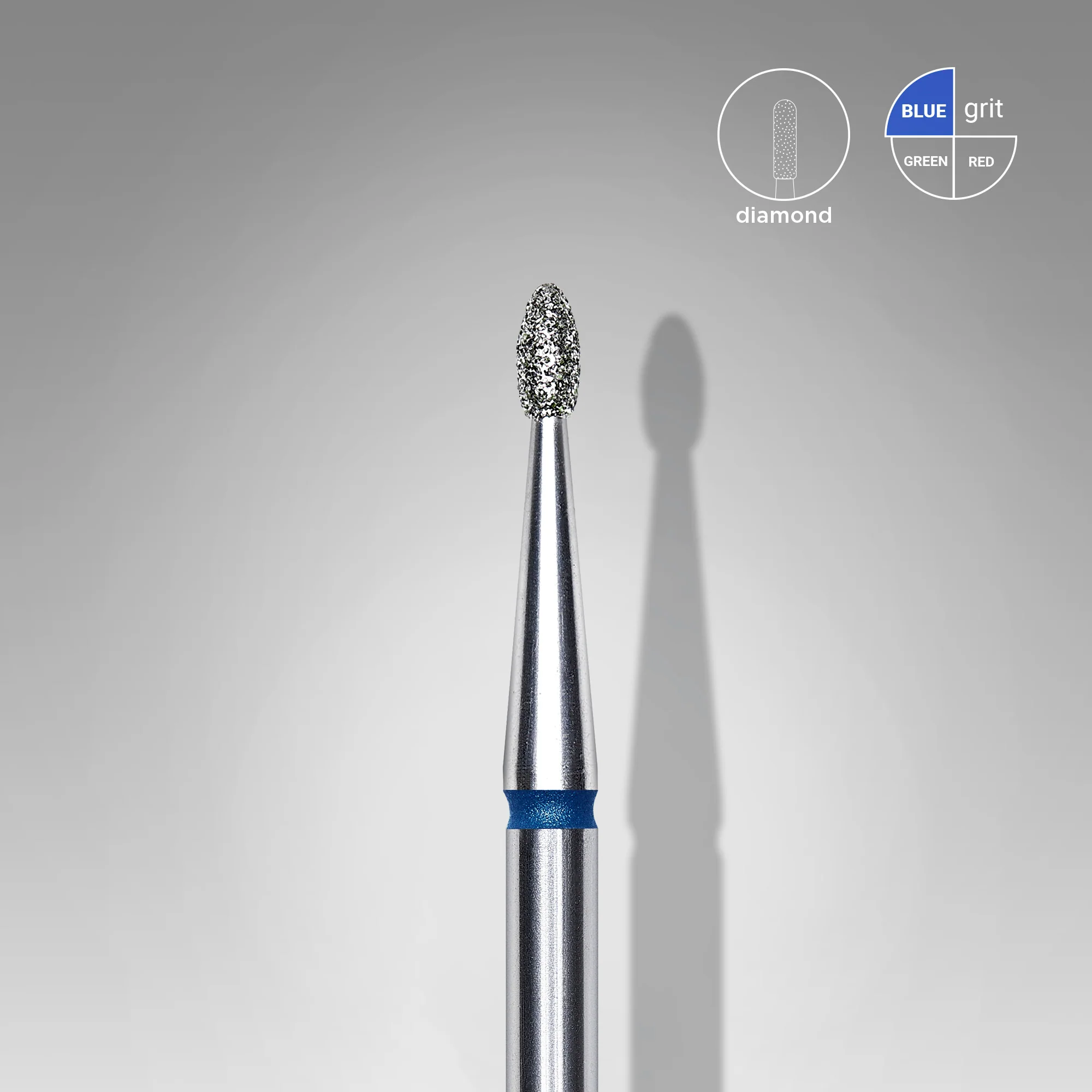STALEKS EXPERT Diamond nail drill bit rounded bud blue, head diameter 1,6 mm, working part 3,4 mm