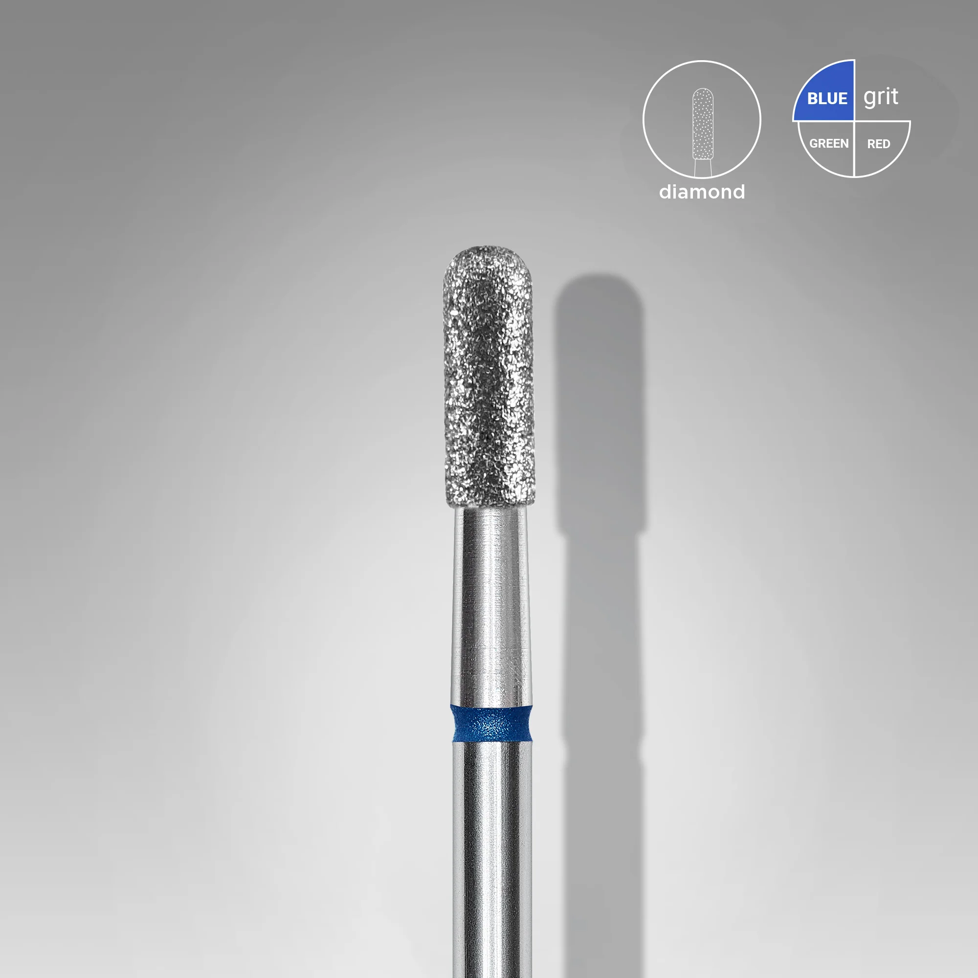 STALEKS EXPERT Diamond nail drill bit rounded cylinder blue, head diameter 2,3 mm, working part 6,5 mm