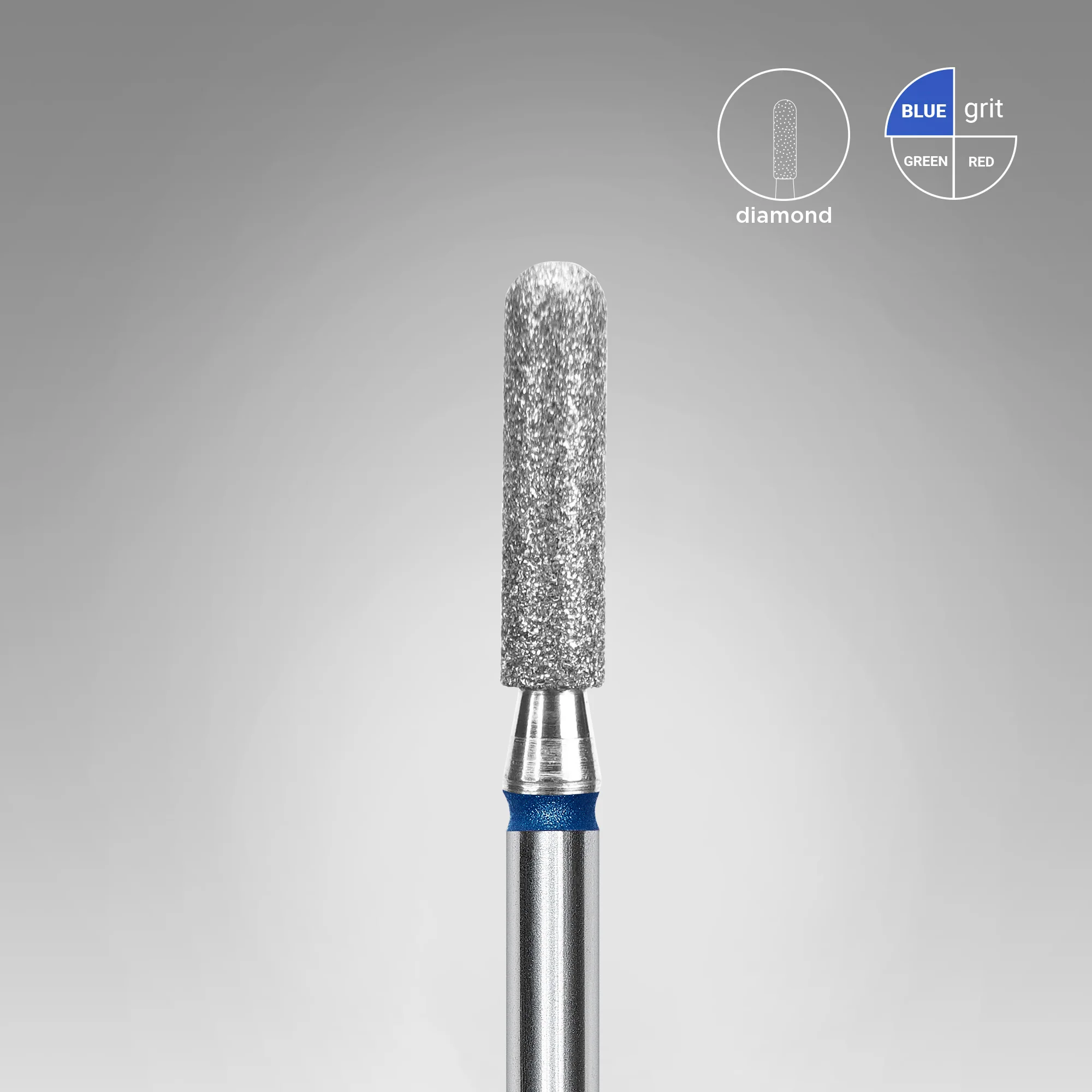 STALEKS EXPERT Diamond nail drill bit rounded cylinder blue, head diameter 2,5 mm, working part 10 mm