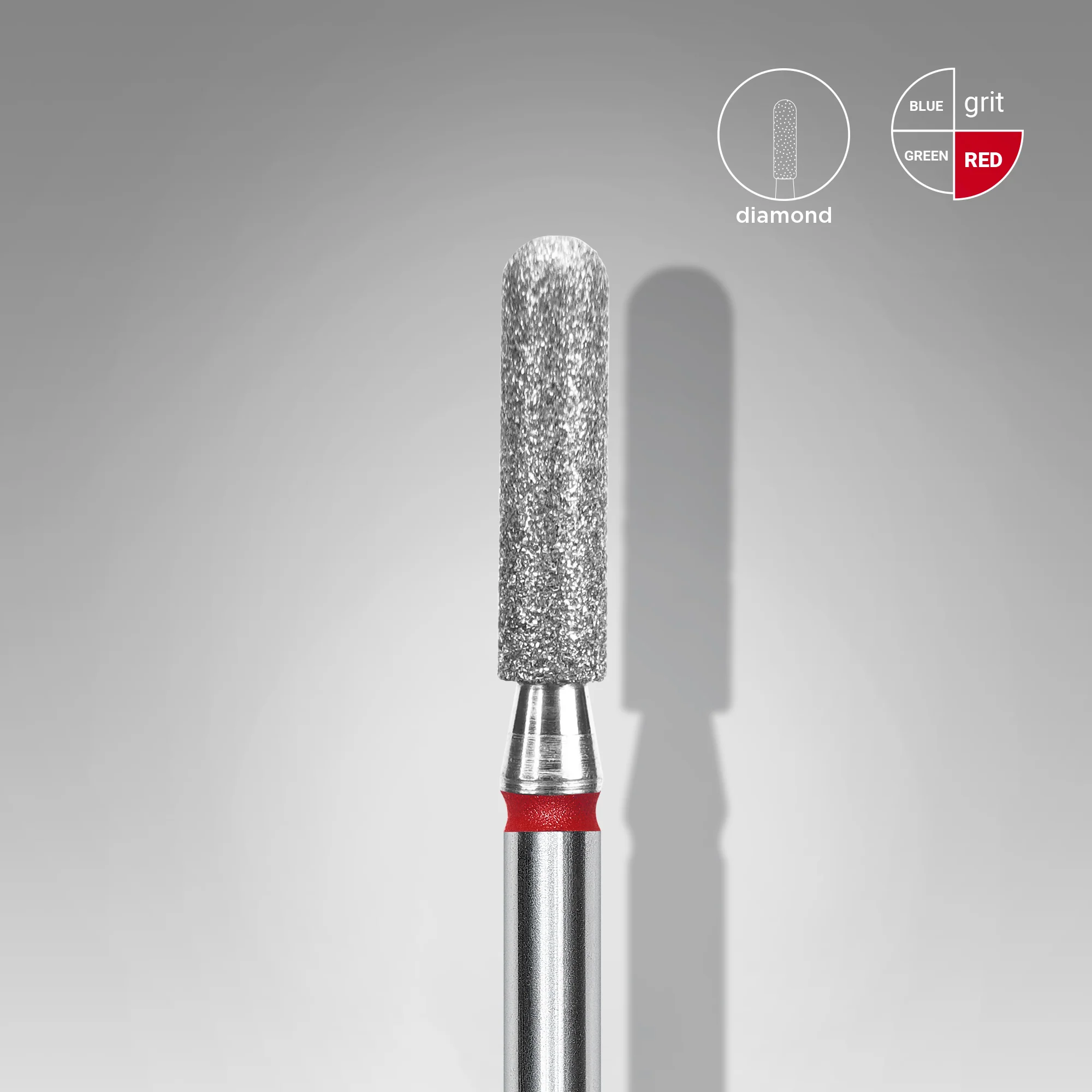 STALEKS EXPERT Diamond nail drill bit rounded cylinder red, head diameter 2,5 mm, working part 10 mm