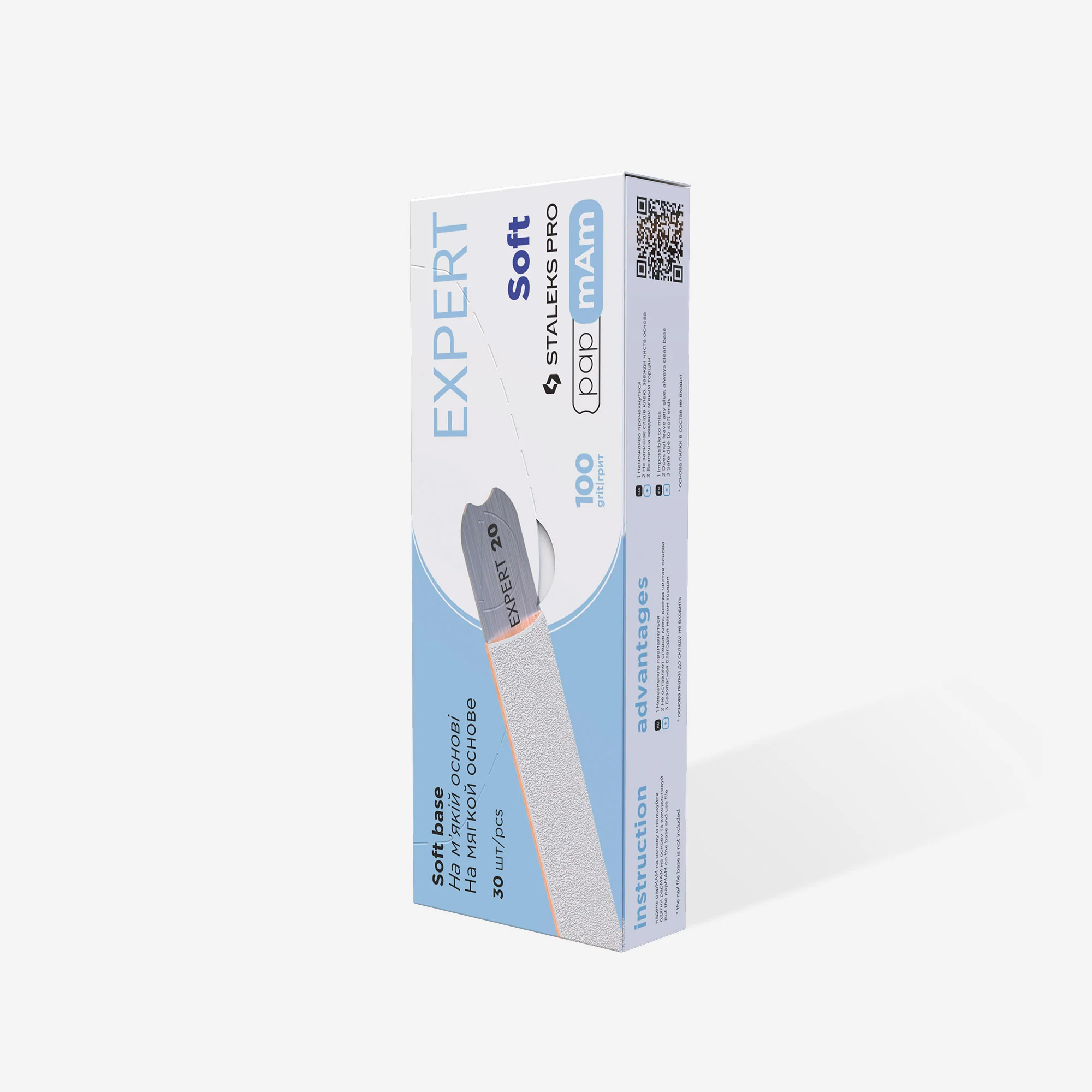 STALEKS EXPERT 20 papmAm Nail files for straight base on soft foam layer, 100 grit (25 pcs) - Image 4