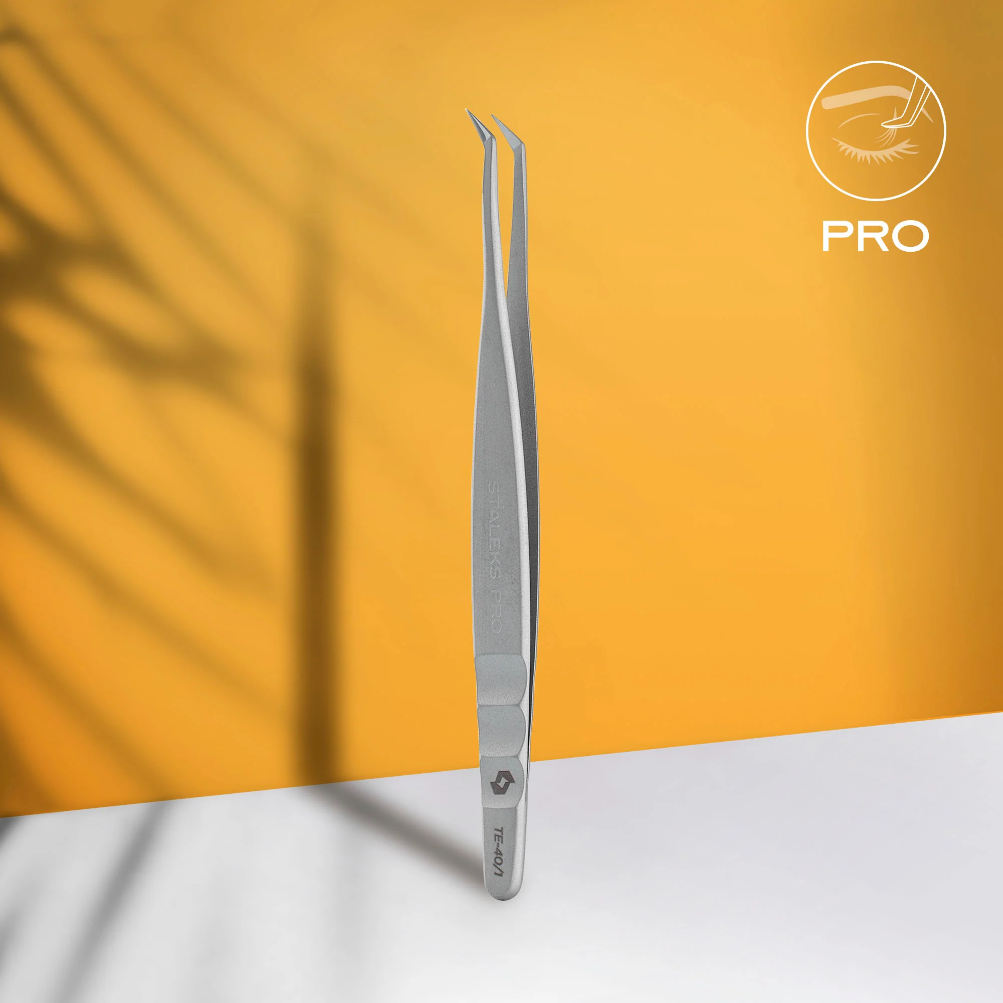 STALEKS EXPERT 40 TYPE 1 Professional lash tweezers with fiber tips, L-shaped, 50'