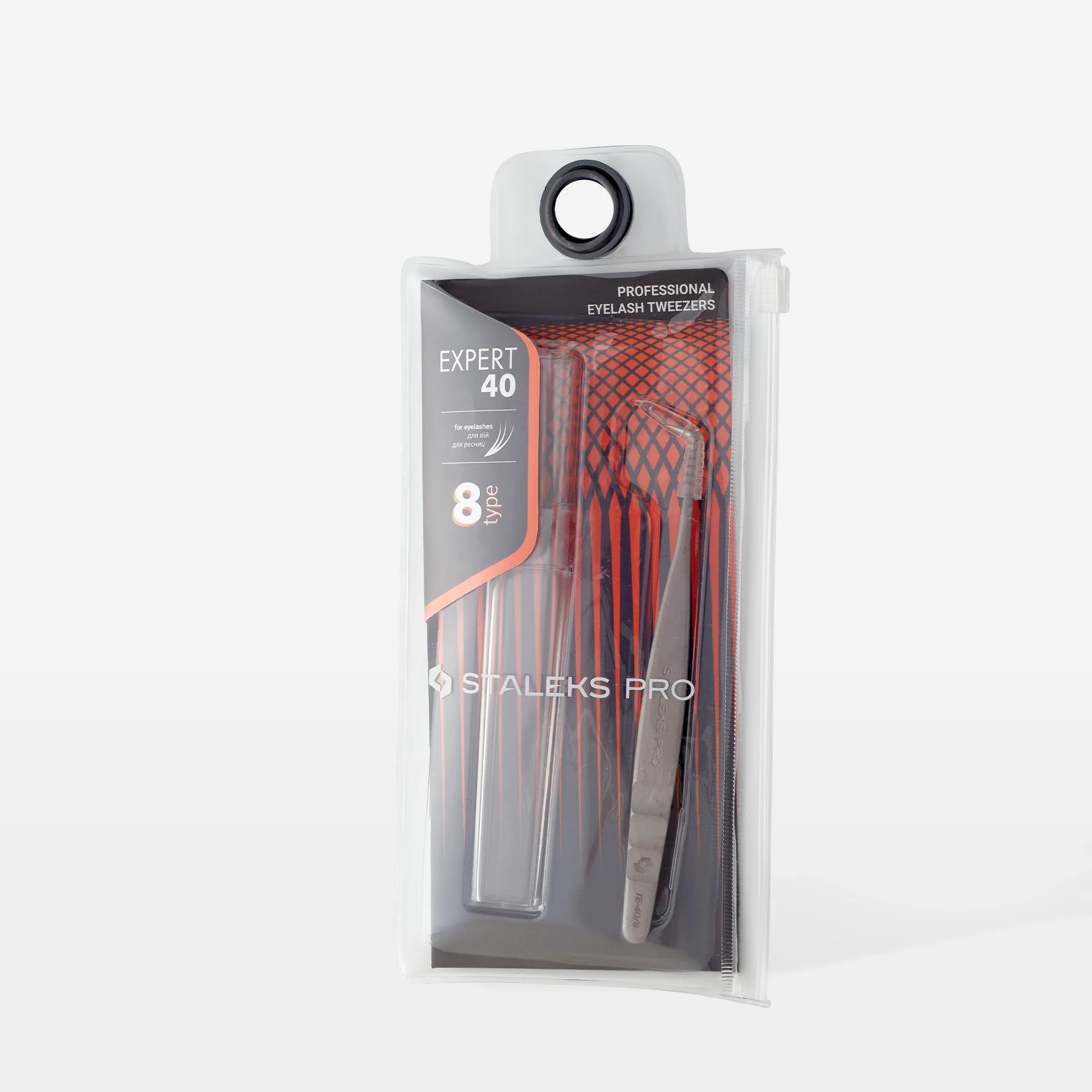 STALEKS EXPERT 40 TYPE 8 Professional lash tweezers with fiber tips, L-shaped, 85' - Image 4