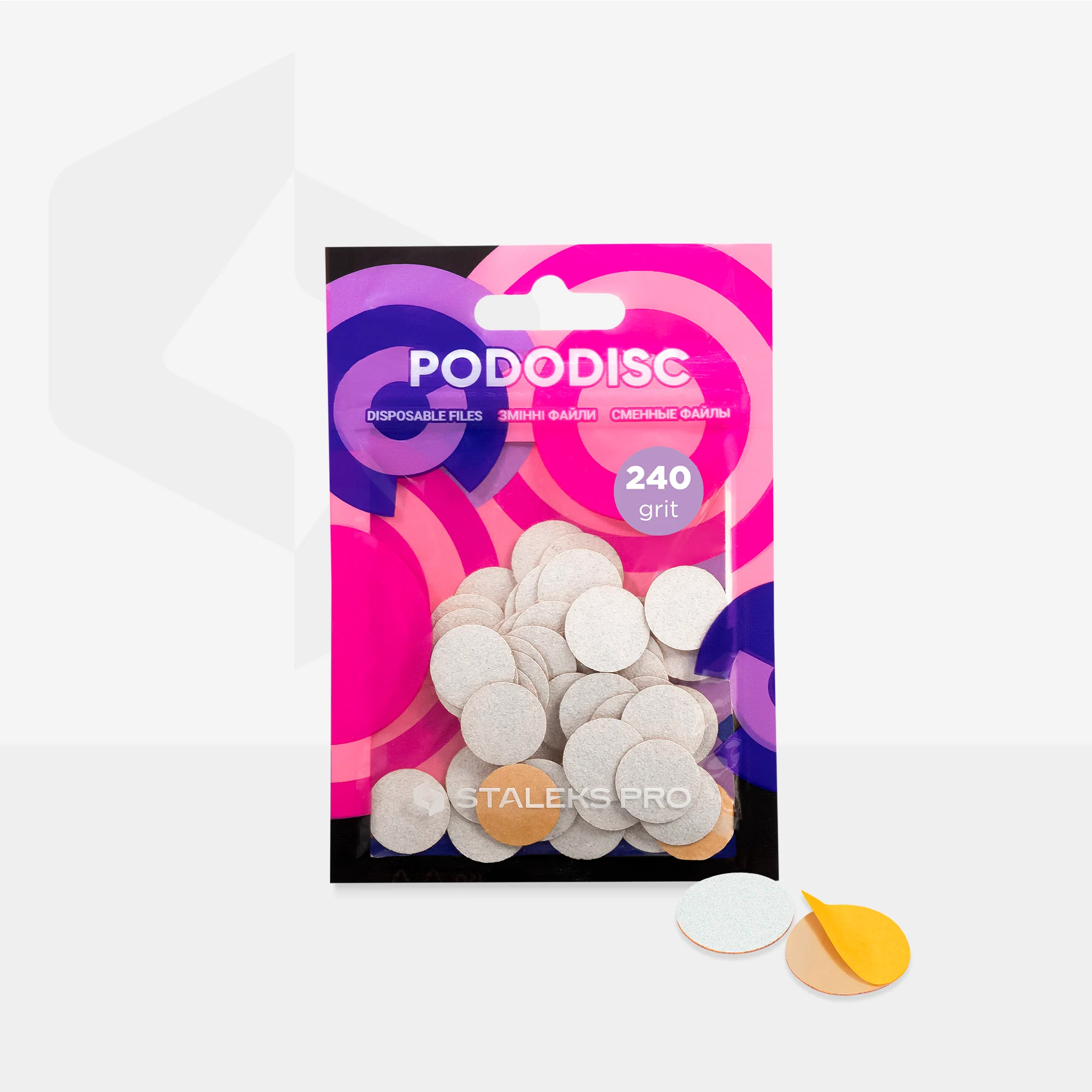 STALEKS EXPERT 15 PODODISC S Adhesive files for pedicure disc, 240 grit 15 mm (50 pcs) - Image 3